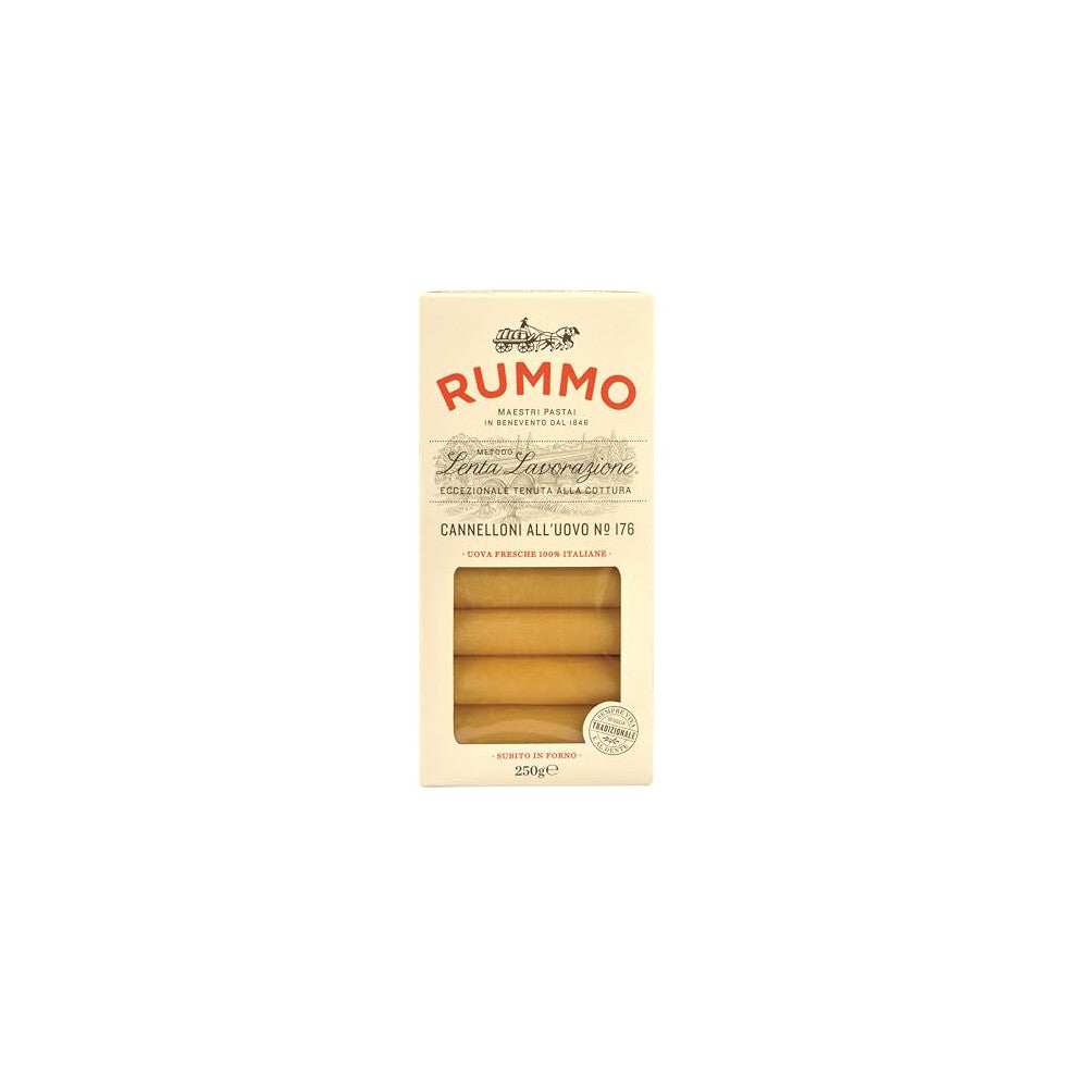 Rummo Egg Cannelloni All'uovo Pasta No.176 - Traditional Italian Pasta Tubes, Expertly Cradted for Rich, Filled Dishes, 250 g (Pack of 1)