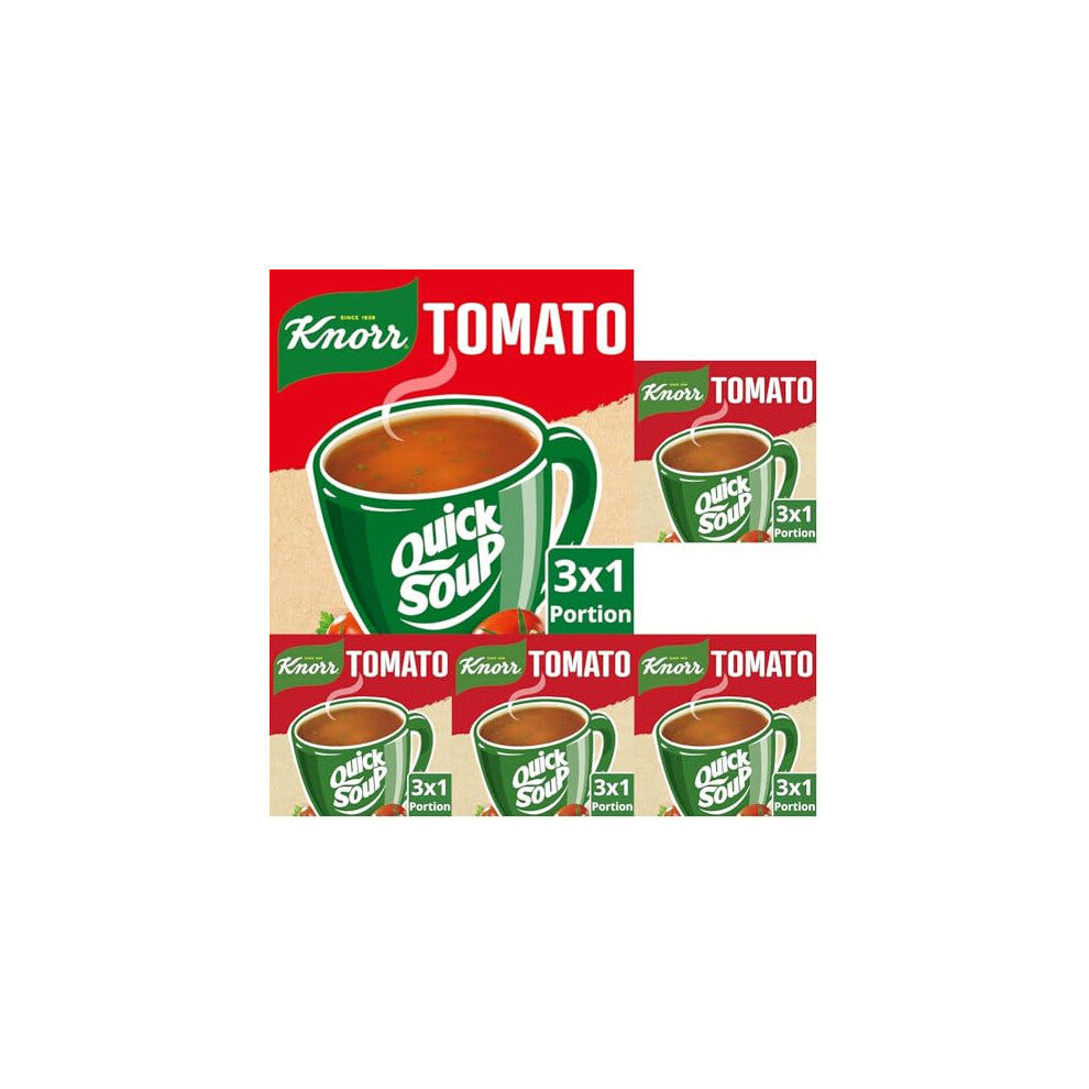 Knorr Tomato Dry Soup Mix 3 servings instant soup with sustainably grown tomatoes quick and easy to make, suitable for vegetarians 60 G (Pack of 5)