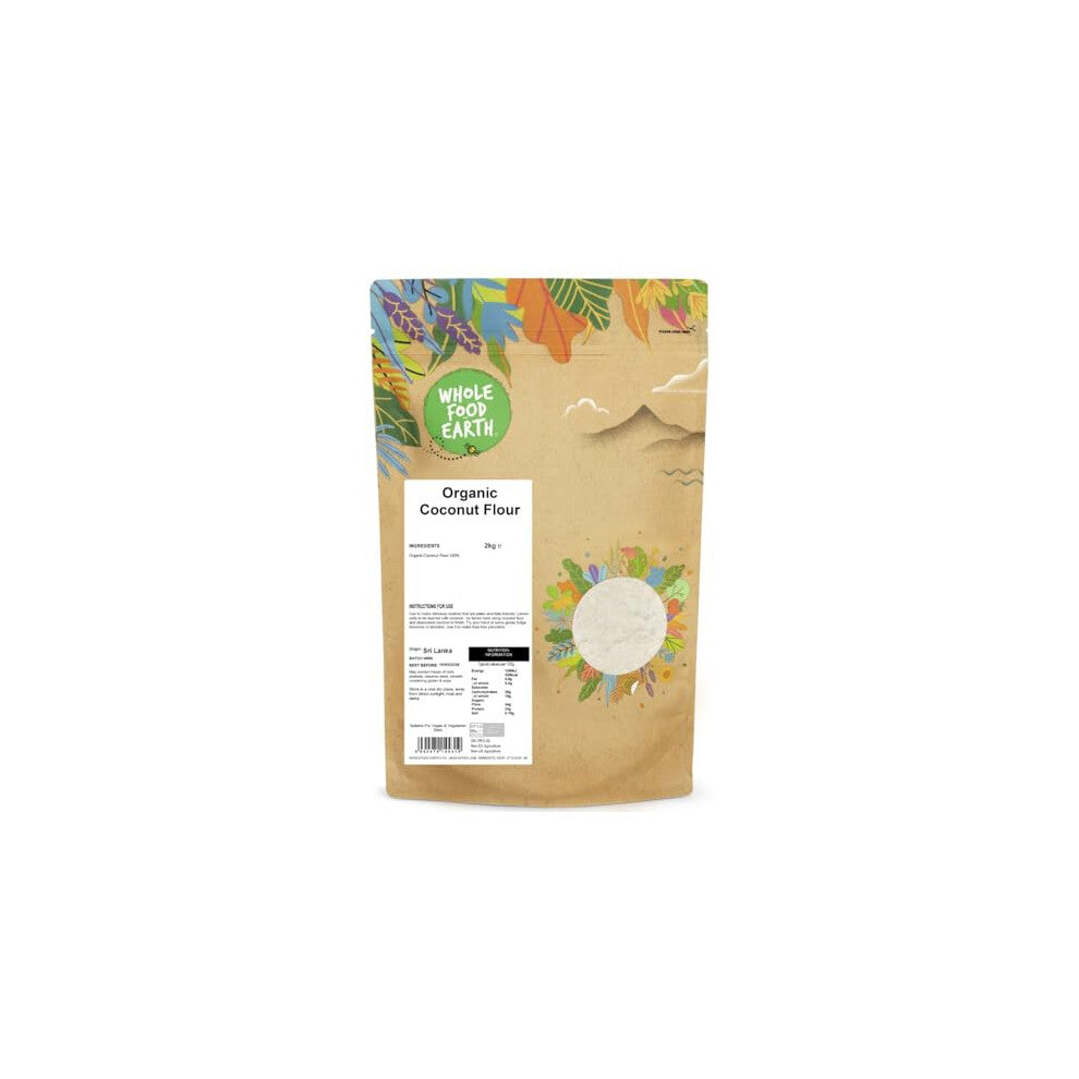 Wholefood Earth Organic Coconut Flour – 2 kg | GMO Free | Vegan | High Fibre | Certified Organic