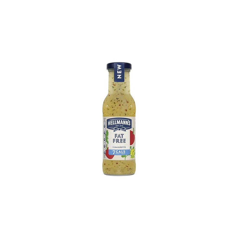 Hellmann's Fat Free Vinaigrette vegan salad dressing with only 7 calories per serving for salads and grain bowls 250 ml