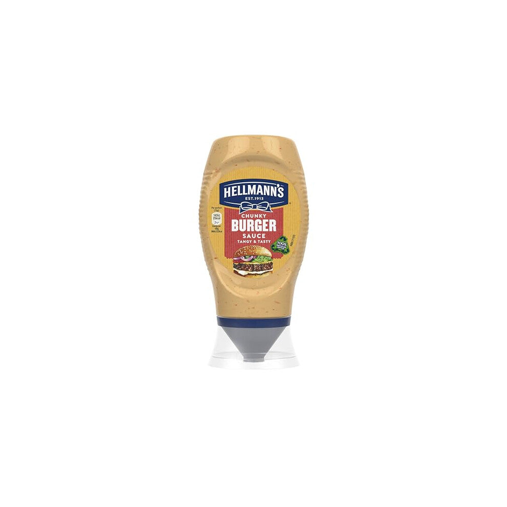 Hellmann's Chunky Burger Sauce Condiment 100% recyclable squeeze bottle for delicious burgers, wraps or chips 250 ml