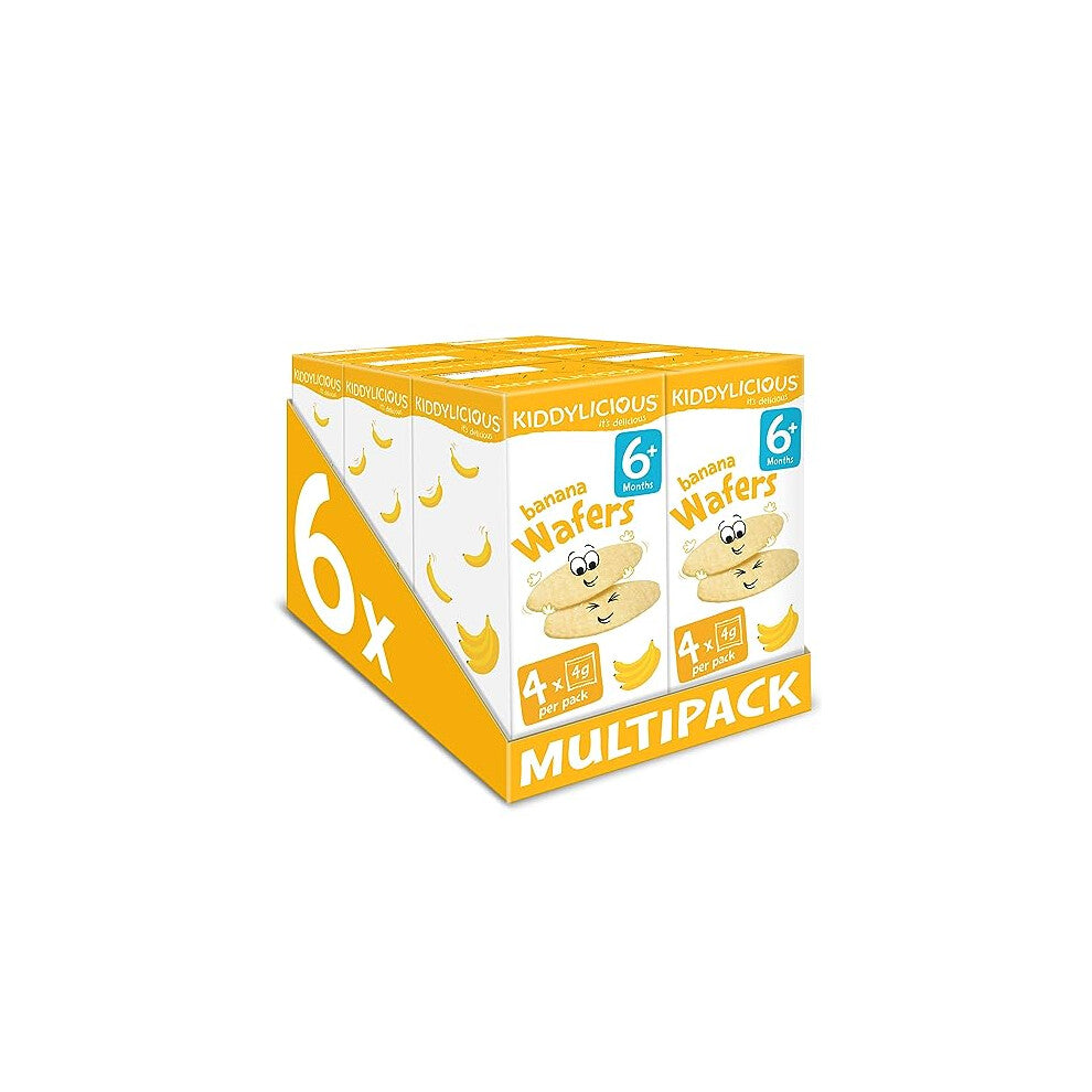 Kiddylicious Banana Mini Wafers - Gluten and Dairy Free Kids Snack - Suitable for 6+ Months - 6 x 4 Twin Packs