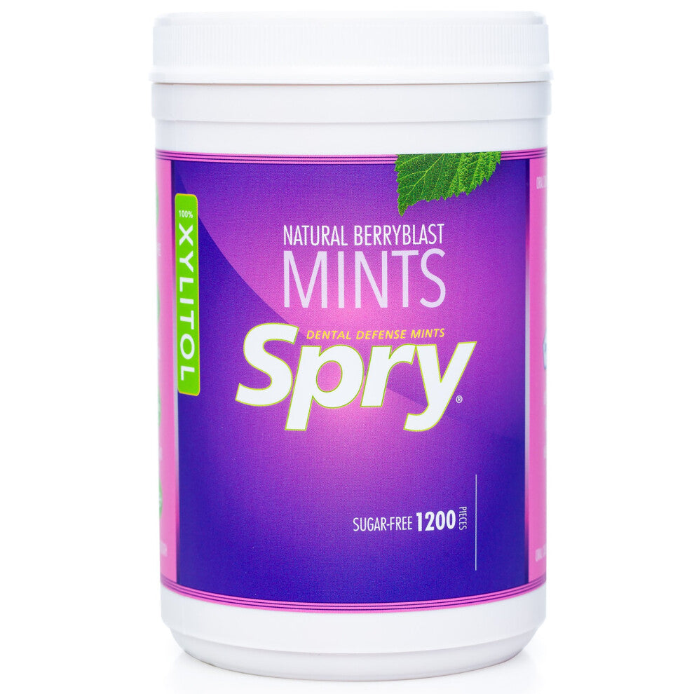 Spry Xylitol Berry Blast Mints Sugar Free Candy - Promote Oral Health, Increase Saliva Production, Stop Bad Breath, Non-GMO, Gluten-Free, 1200 Count