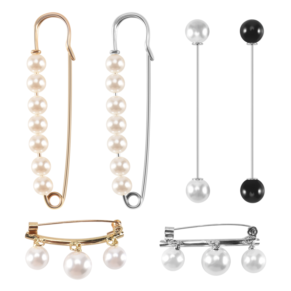 6 Pieces Sweater Shawl Clips Faux Pearl Dresses Cardigan Collar Brooch Clip Vintage Shirts For Women Girls Decor