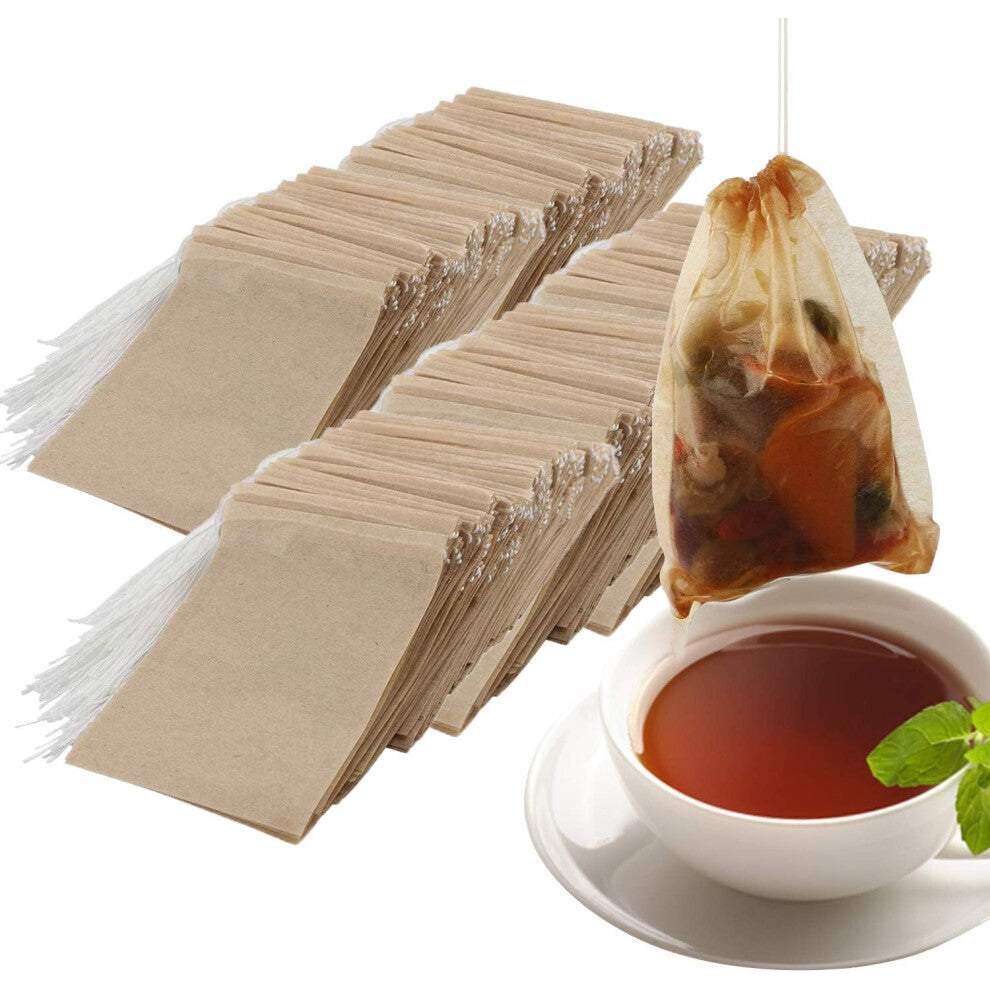 400 disposable tea bags with drawstrings, tea filter bags, primary color coffee bags, filter paper bags, drawstring filter bags (6 * 8cm)
