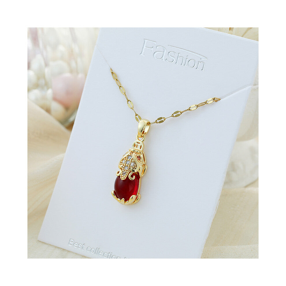 (?X298JH?) This titanium steel necklace is a versatile and high-end pendant with a simple design and a collarbone chain