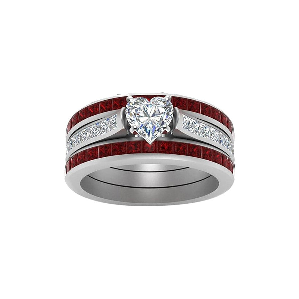 Women Fashion Handmade Luxury Inlaid Teak Titanium Rings Engagement Wedding Rings Jewelry Gift-9