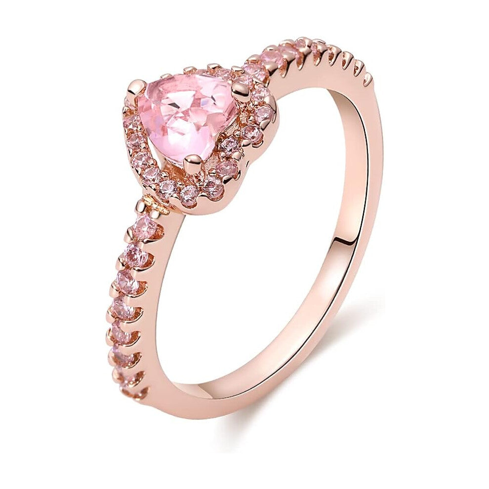 Cute Dainty Women's 925 Sterling Silver Drill Rings Delicate Rings Gemstone Rings Wedding Jewelry Heart Gemstone Promise Engagement Love Ring Size 7