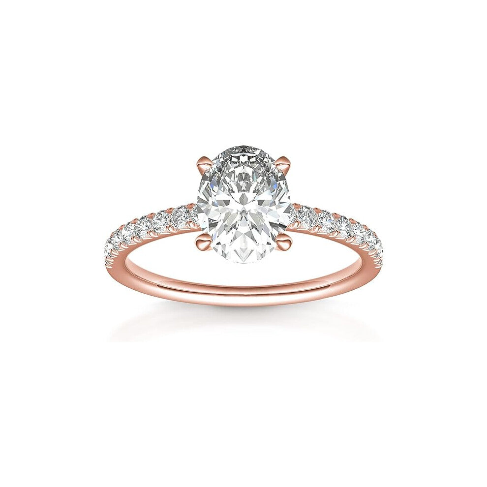 14K Gold Plated Engagement Ring For Women | Wedding Ring For Women | Oval Womens Engagement Ring-Rose Gold-Size:4