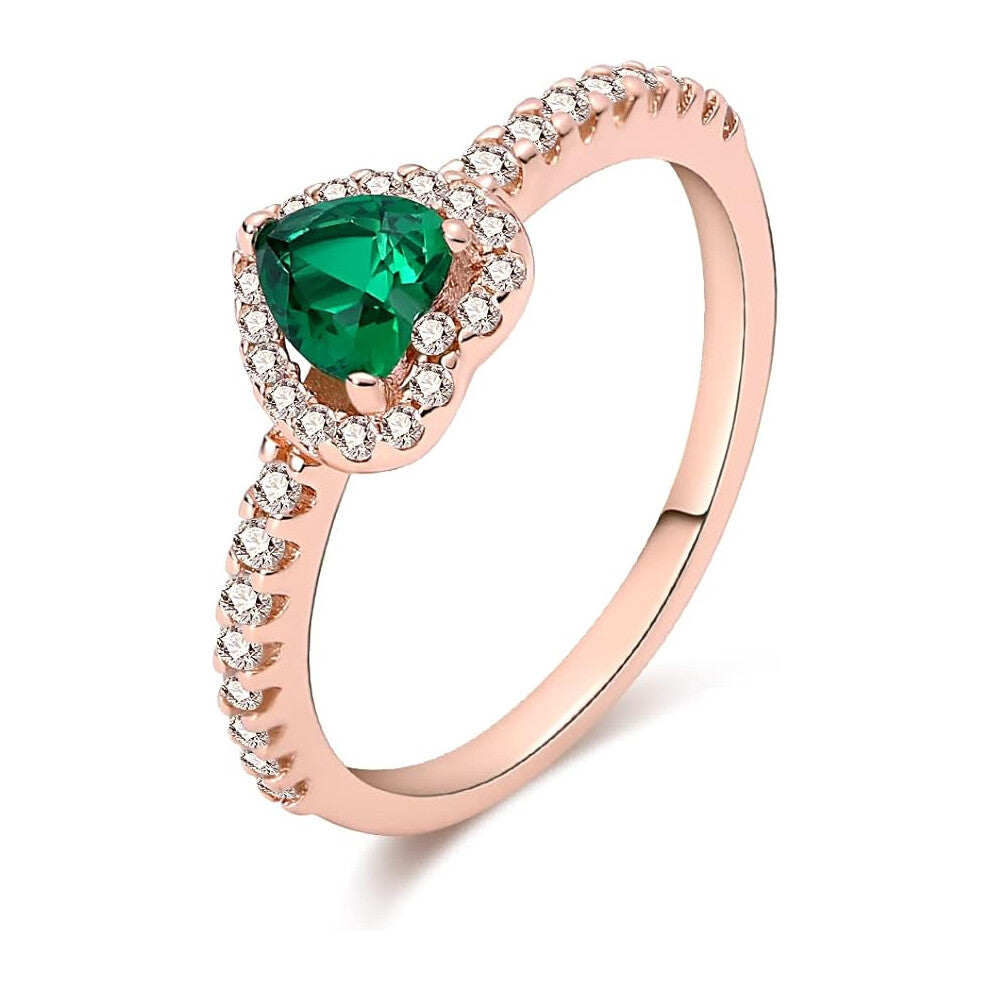 Cute Dainty Women's 925Sterling Silver Drill Rings Delicate Rings Gemstone Rings Wedding Jewelry Heart Gemstone Promise Engagement Love Ring-Size 7