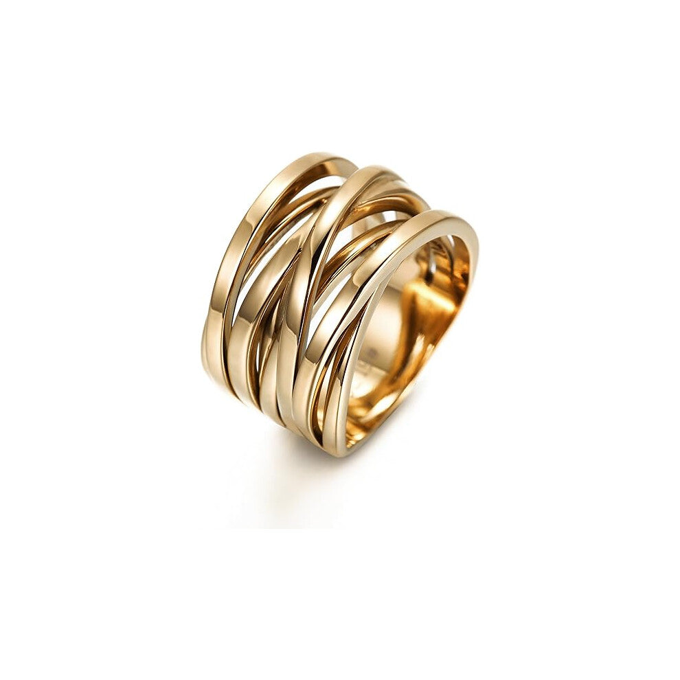 Intertwined Ring Enhancers for Women Statement  Ring Silver Gold Rose Gold Plated Ring Engraving Customized Personalized(8-Gold)