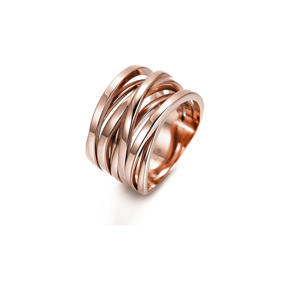 Intertwined Ring Enhancers for Women Statement  Ring Silver Gold Rose Gold Plated Ring Engraving Customized Personalized(8-Rose gold)