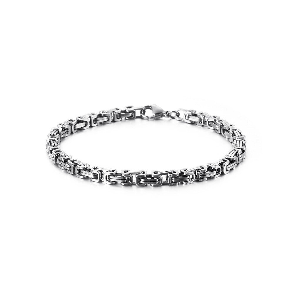 (6mm, Elder 19cm) King Cuban Titanium Steel Bracelet for Men & Women Hip Hop Street Style Geometric Letter Pendant 19-25cm-The first picture prevails