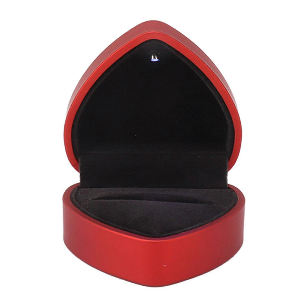 (As show, One size) Heart Shaped Ring Gift Box with LED Light Soft Velvet Jewelry Display Case for Wedding Engagement Birthday Anniversary