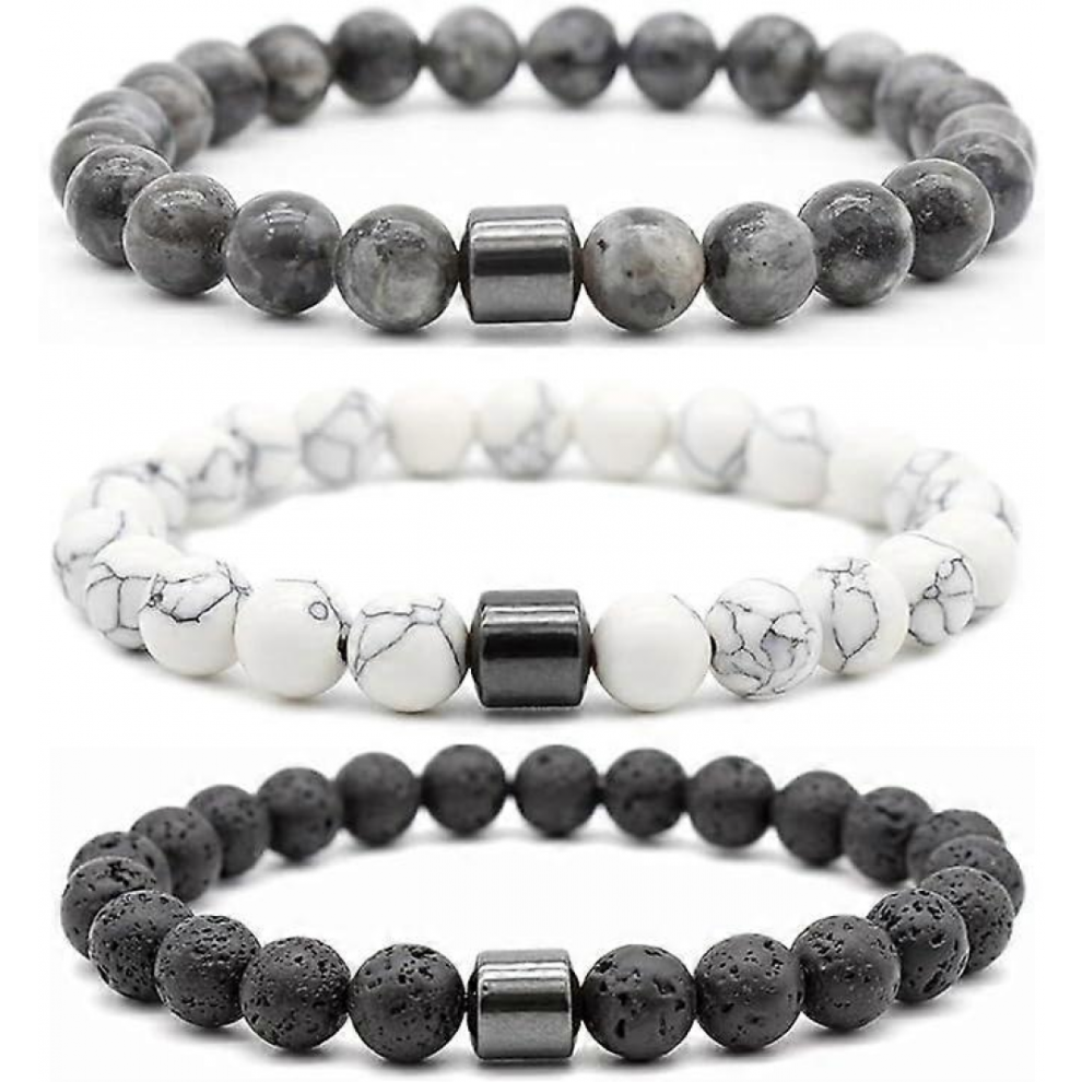 3 pack Stop Smoking Bracelet, Black Gallstone  Anti-Smoking Bracelet, Stylish and Versatile, Smoking Anti-Anxiety Bracelet Men and Women, Heal