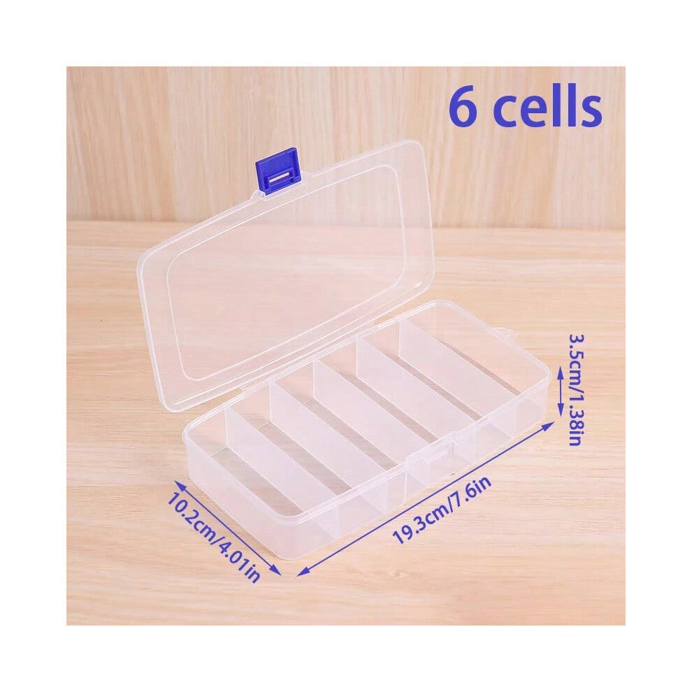 (L) Clear 5-6-grid Portable Plastic Hair Clips Jewelry Storage Box Accessories Organizer Household Travel Supplies With Dust Proof