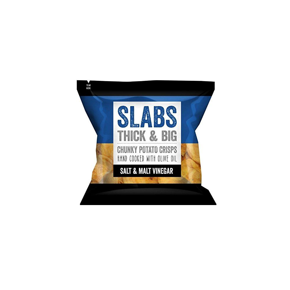 Slabs - Salt & Malt Vinegar Thick & Big Potato Crisps 14 x 80g Packs
