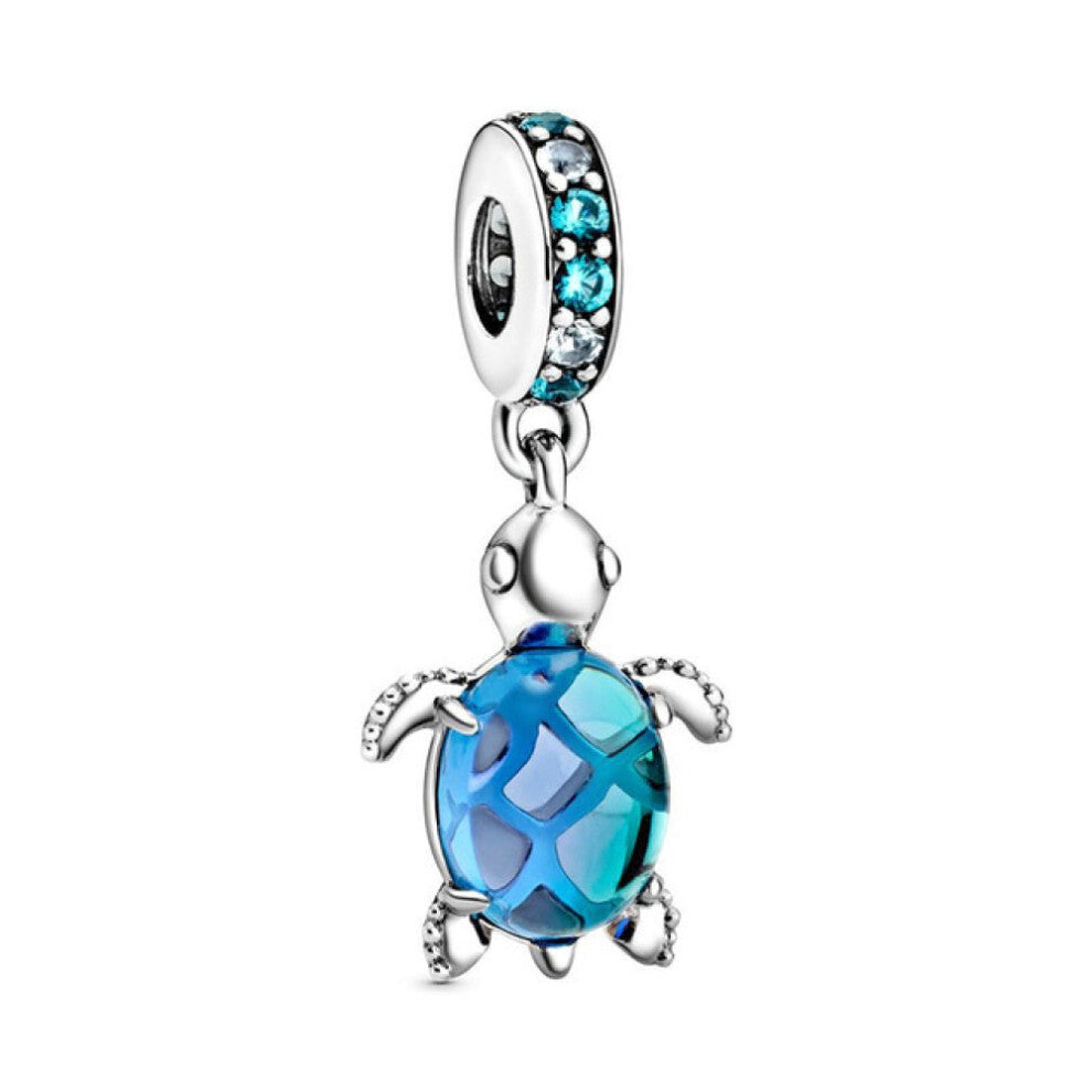 (A033) 2025 925 Silver Pendant Fit Original Brand 1:1 for Women Cherry Beads Chameleon Parrot Turtle Compatible with Bracelet Handmade Jewelry Summer
