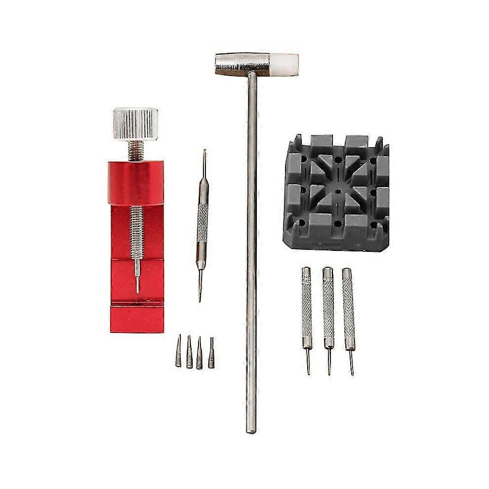 (As show, One size) 11Pcs-Set Watch Repair Link Remover Tool Hammer Pins Strap Holder Bracelet Chain Adjuster Repair To