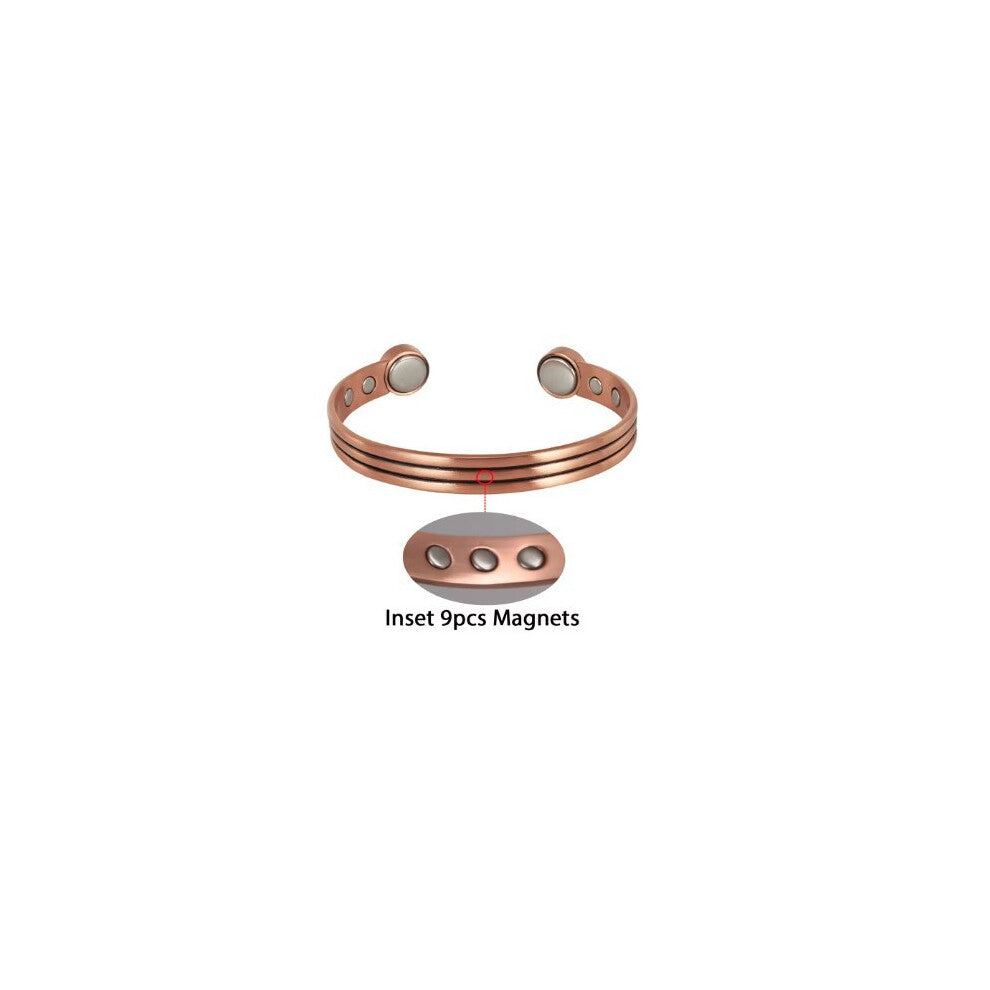 (Vintage color) 9-Magnet Copper Energy Bracelet - Adjustable Vintage Magnetic Bangle