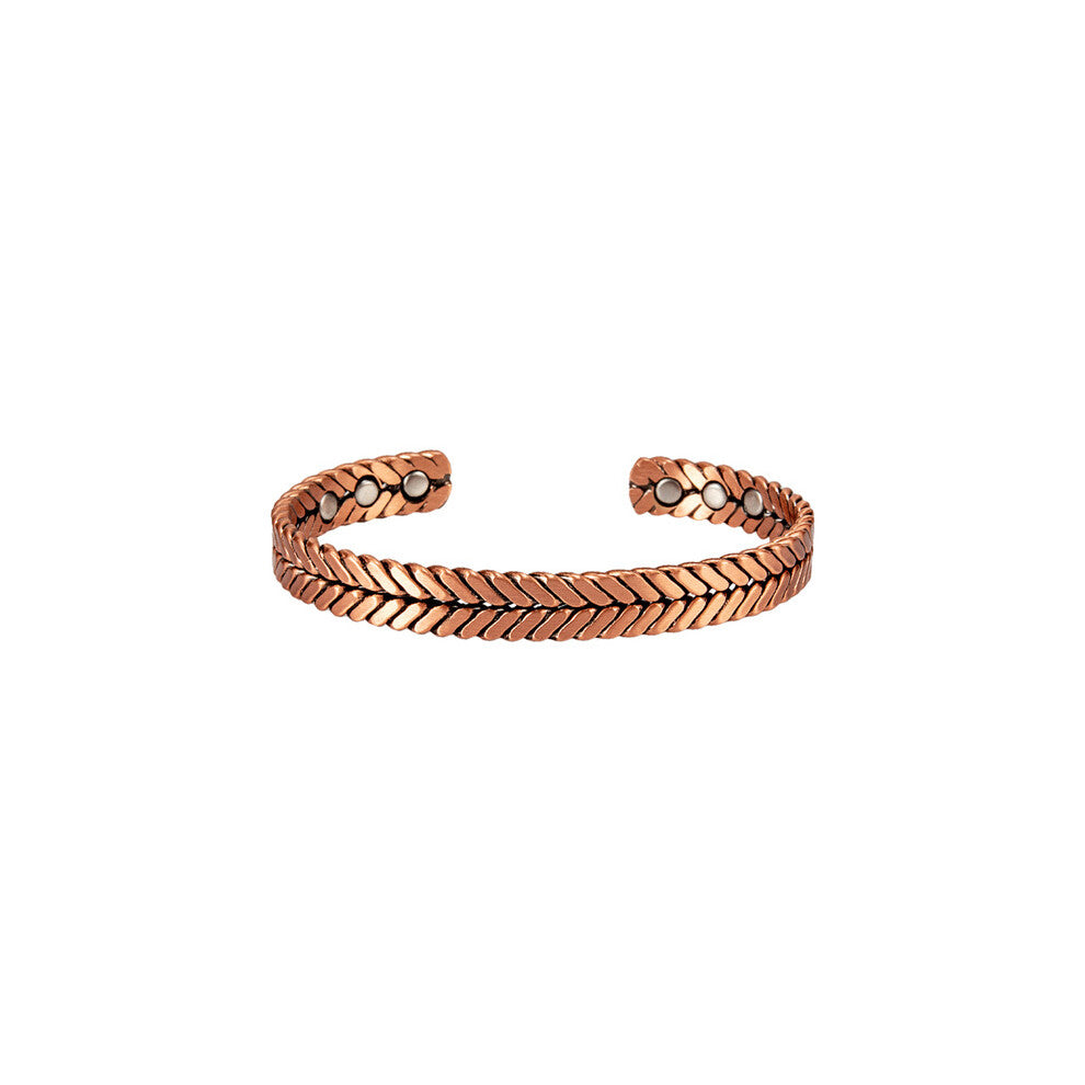 ( copper) Women's Tri-Color Magnetic Copper Bracelet - Wheat-Silver-Copper Adjustable Energy Bangle
