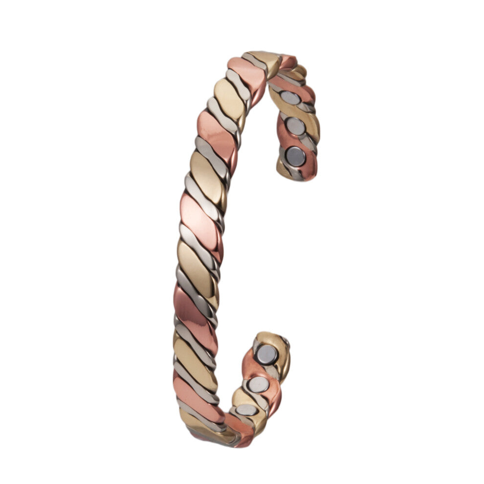 Women's Twisted Copper Magnetic Set - Adjustable Rose Gold Bracelet & Ring