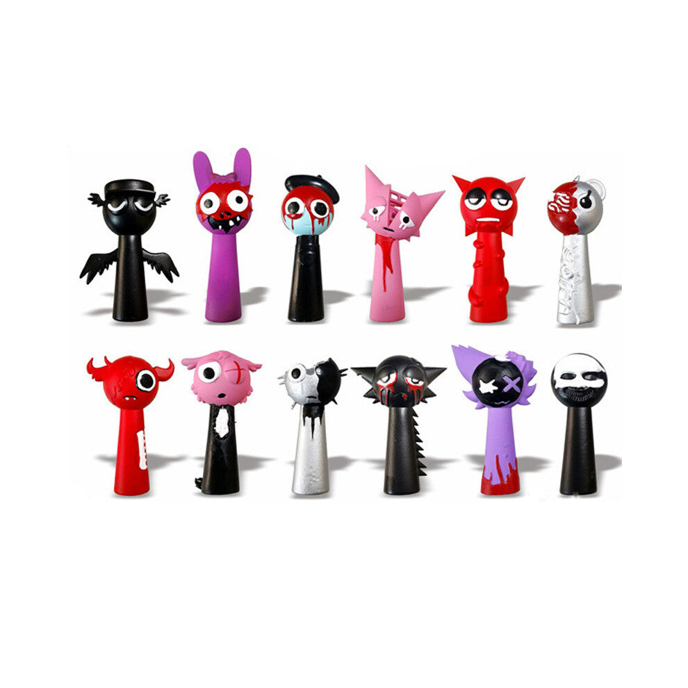 (Style D) Sprunki Game 12pcs Figurine Model Toys Doll Cake Decoration Children Gifts Pvc