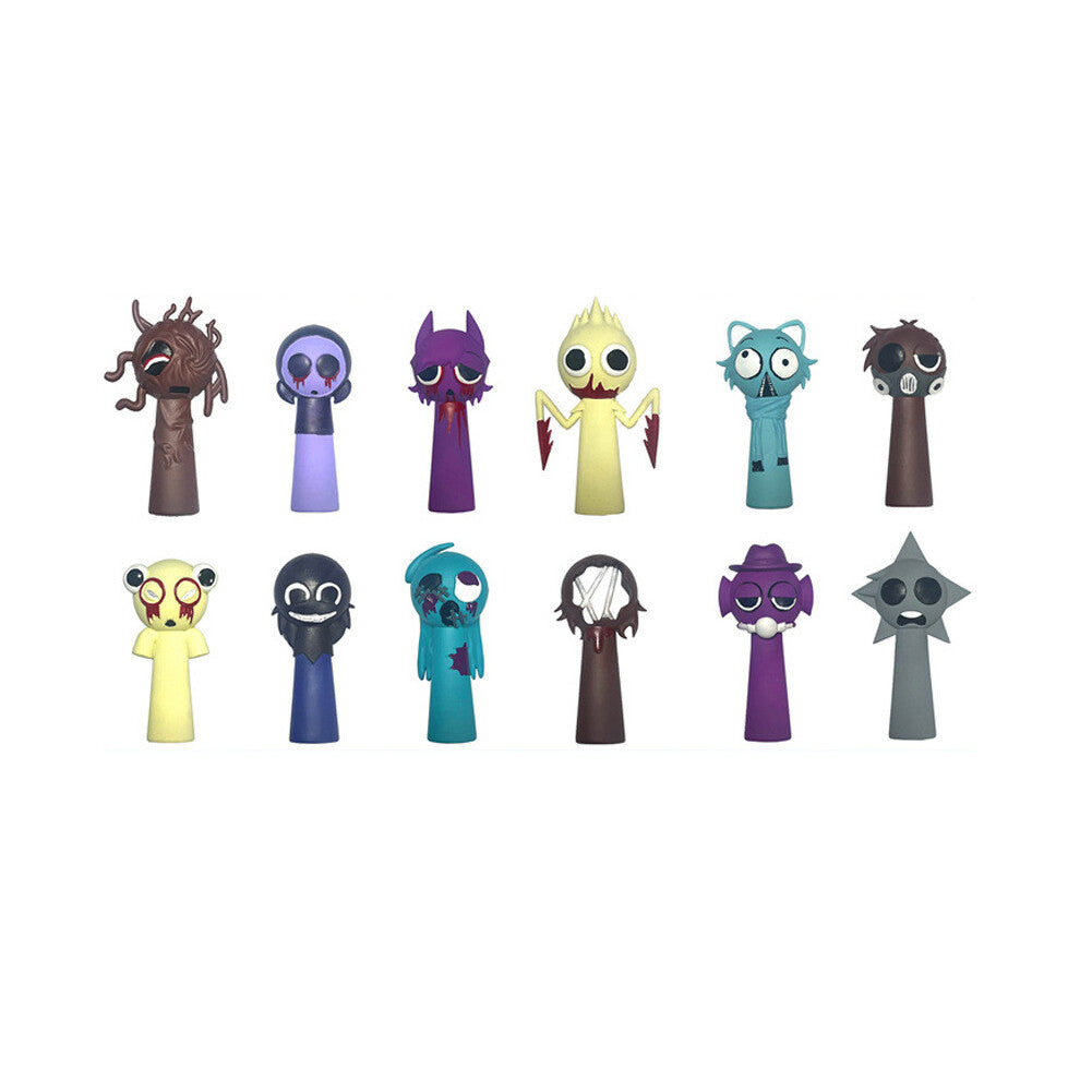 (Style E) Sprunki Game 12pcs Figurine Model Toys Doll Cake Decoration Children Gifts Pvc