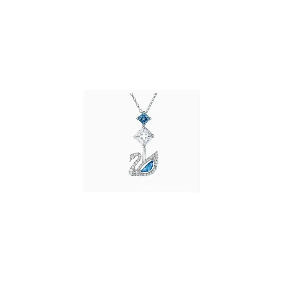 (Blue diamond swan necklace) gradient blue red pink white black swan necklace female using strange element crystal smart collarbone chain