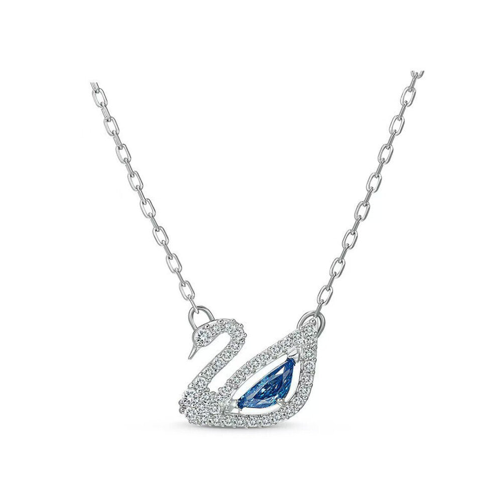 (Blues swan) gradient blue red pink white black swan necklace female using strange element crystal smart collarbone chain