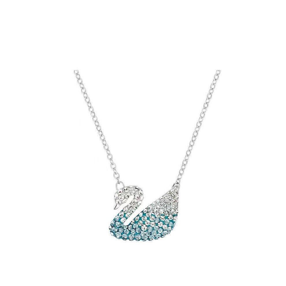 (Gradient blue sky goose necklace) gradient blue red pink white black swan necklace female using strange element crystal smart collarbone chain