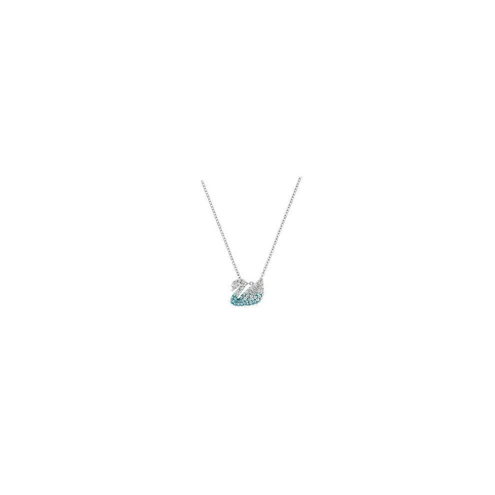 (Gradient blue sky goose trumpet necklace) gradient blue red pink white black swan necklace female using strange element crystal smart collarbone chai
