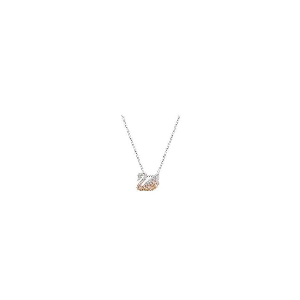 (Gradient gold swan trumpet necklace) gradient blue red pink white black swan necklace female using strange element crystal smart collarbone chain