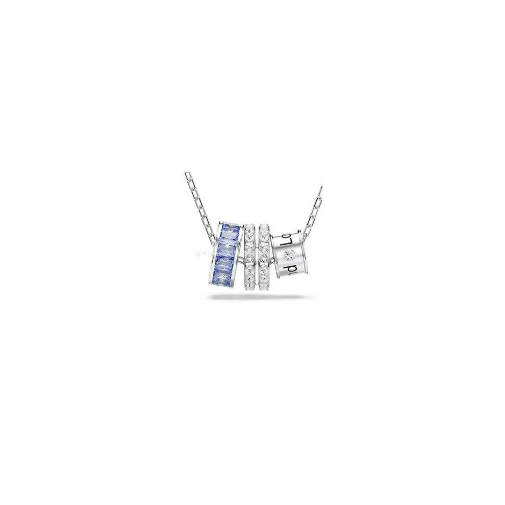 (Love around three ring platinum necklace) gradient blue red pink white black swan necklace female using strange element crystal smart collarbone chai