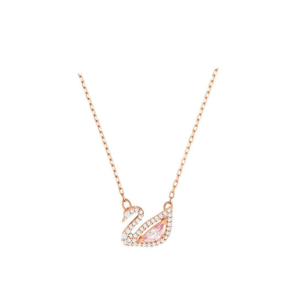 (Pink swan) gradient blue red pink white black swan necklace female using strange element crystal smart collarbone chain