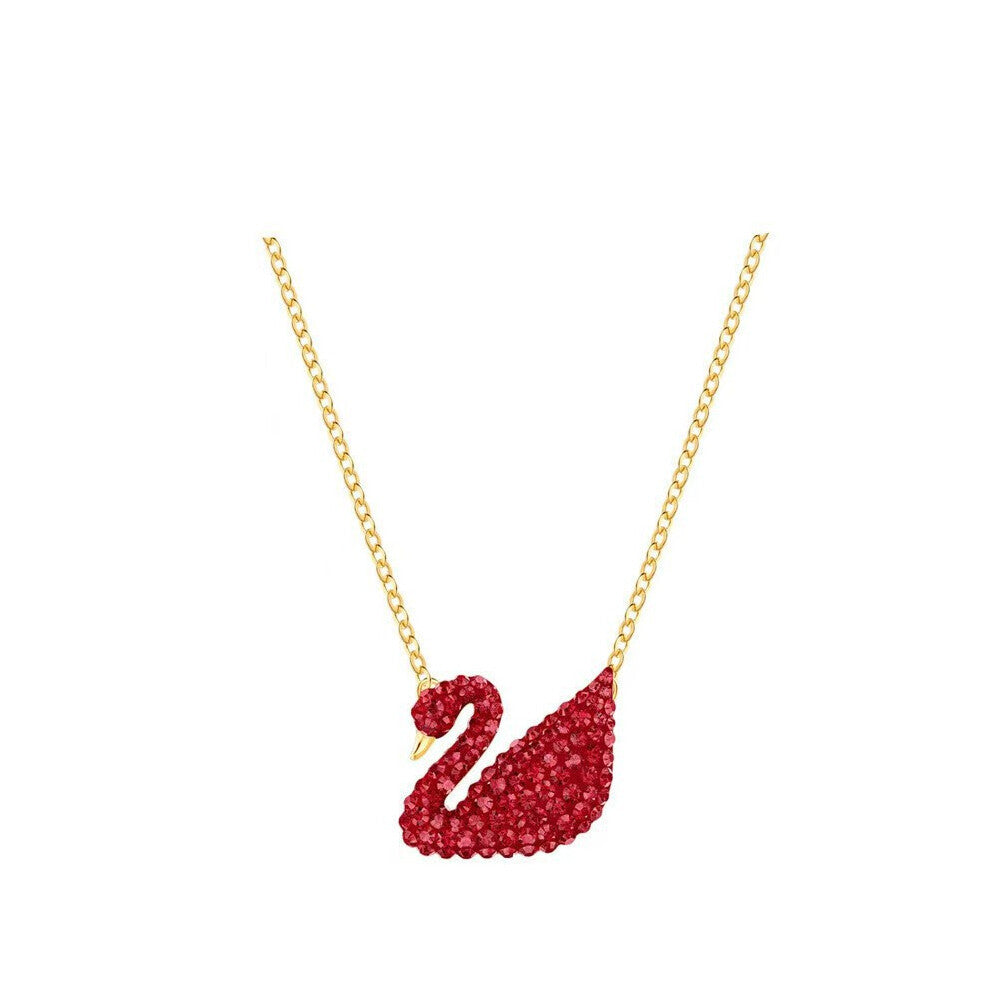 (Red swan necklace) gradient blue red pink white black swan necklace female using strange element crystal smart collarbone chain