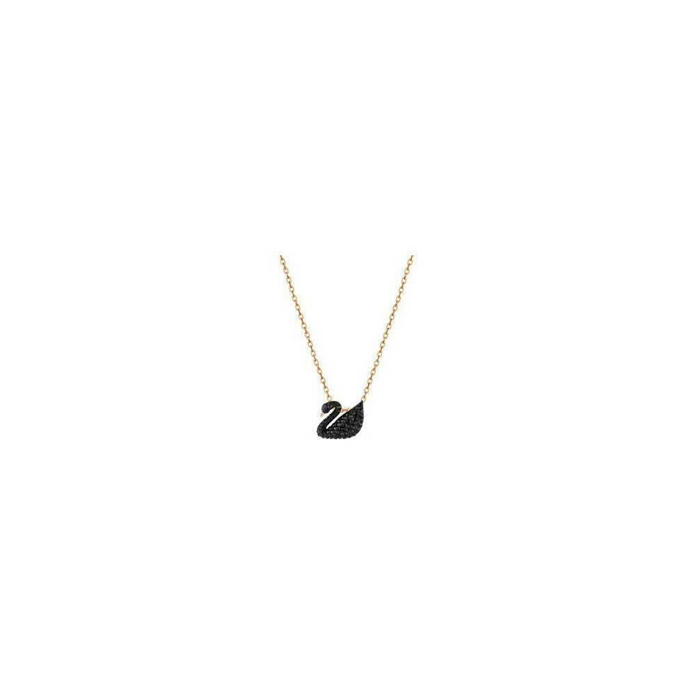 (Rose gold black swan trumpet necklace) gradient blue red pink white black swan necklace female using strange element crystal smart collarbone chain