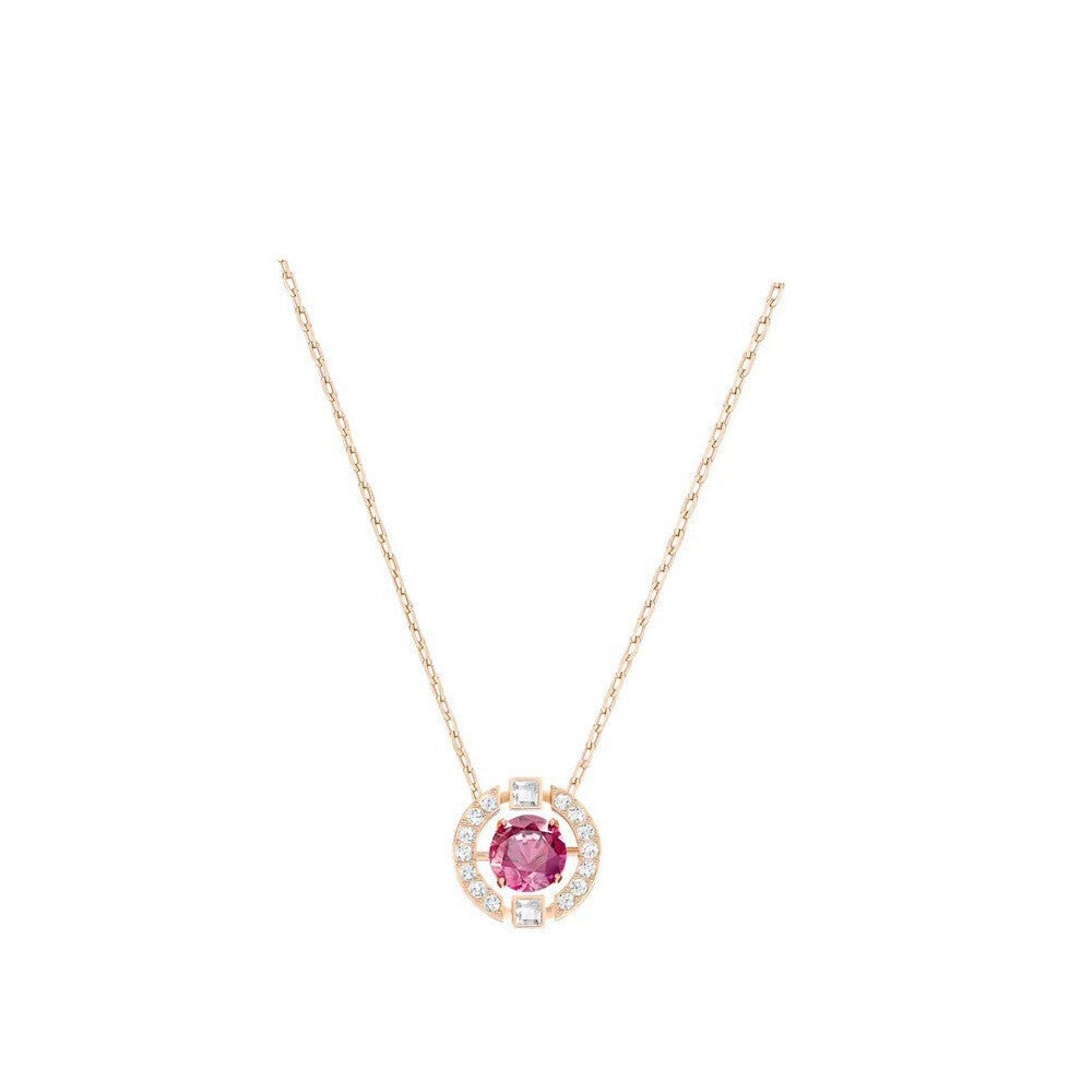 (Rose gold smart red diamond necklace) gradient blue red pink white black swan necklace female using strange element crystal smart collarbone chain
