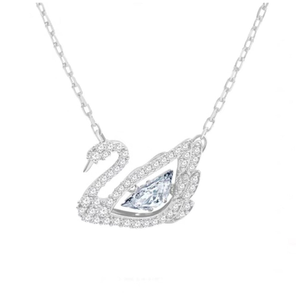 (Smart white swan necklace) gradient blue red pink white black swan necklace female using strange element crystal smart collarbone chain