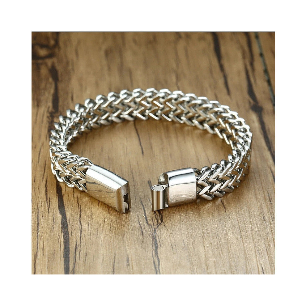 (No engraving) Medical Alert ID Double Layers Men Bracelet Chain Personalized Engraving