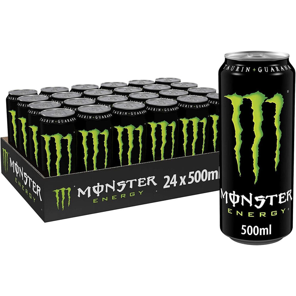 Monster Energy Drink 24 Pack of 500ml Cans - Bulk Energy Boost Multipack | Powerful Energy Blend | Ideal for On-the-Go