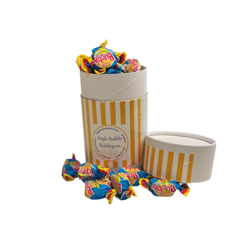 200g White Cardbaord Tube of Anglo Bubble Bubblegum