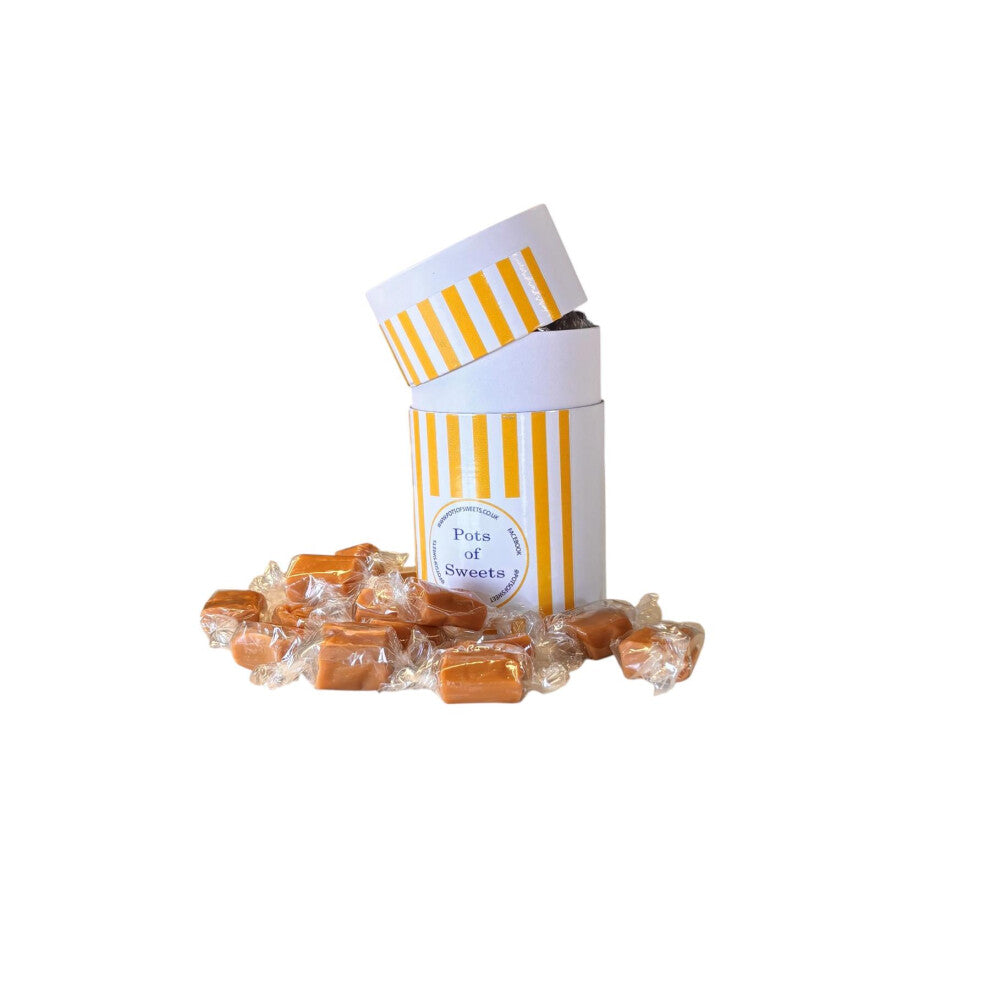 200g White Cardbaord Tube of Bristows Salted Caramel Fudge