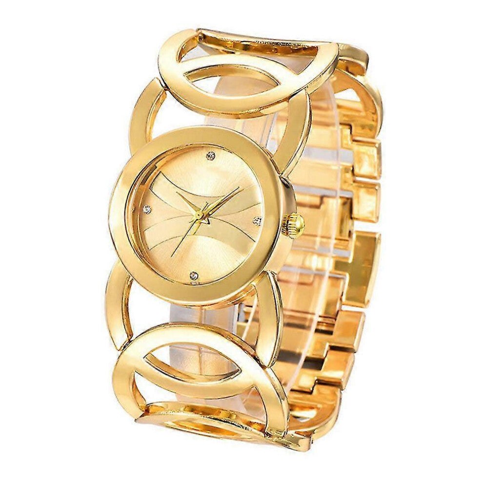 (As show, One size) Stainless Steel Bangle Bracelet Dress Quartz Wrist Watch with Rhinestones for Women