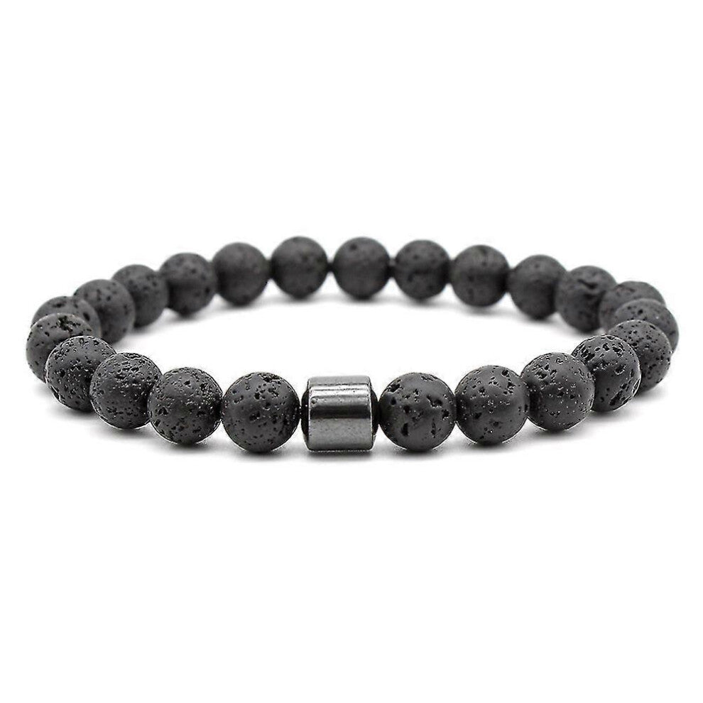 (As show, One size) Men Smoking Cessation Bracelet Magnetic Hematite Beads Control Craving