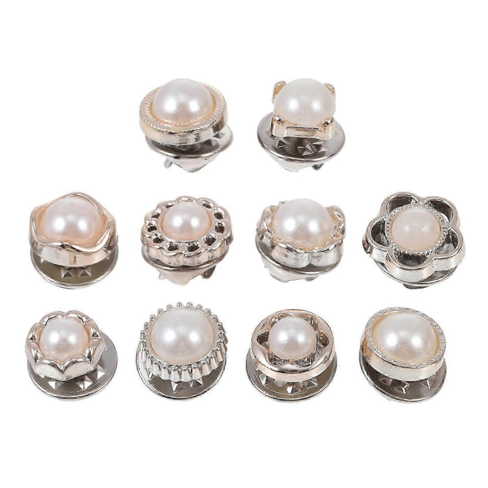 (As show, One size) 50 Pcs White Buttons Women Shirt Brooch Buttons Brooch Buckle Decorate Collar Cufflink