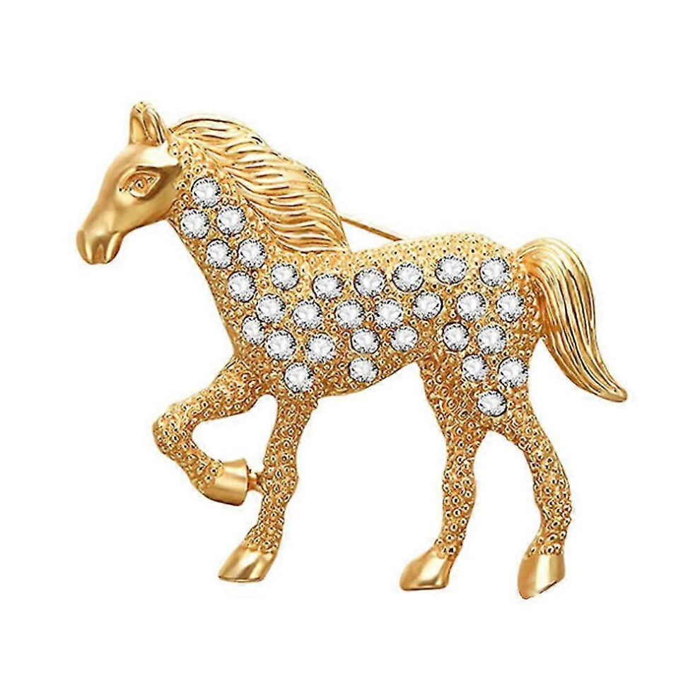 (As show, One size) Men Women Rhinestone Inlaid Horse Brooch Pin Corsage Suit Cardigan Shawl Decor