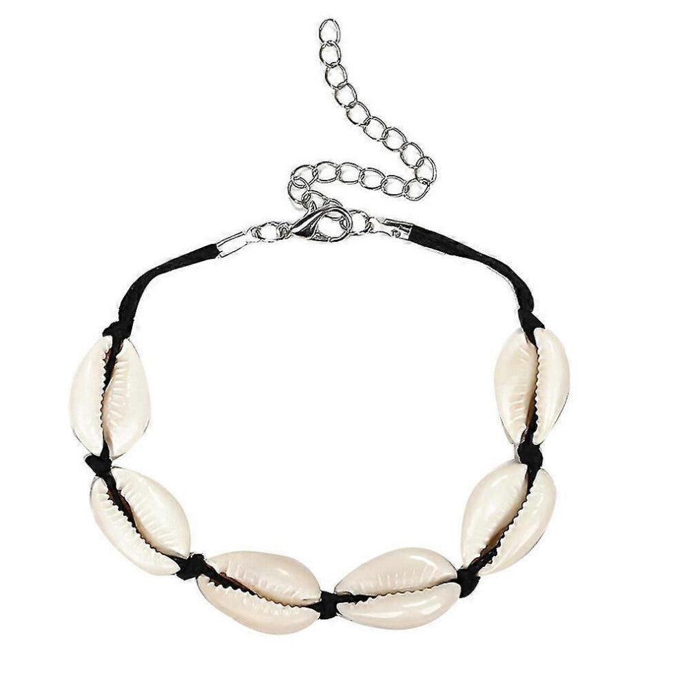 (White, One size) Bohemian Cowrie Shell Charm Woven Bracelet Women Adjustable Bangle Jewelry Gift