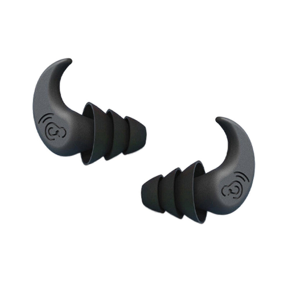(Black, One size) Comfortable Cow Horn Design Sleep Earplugs - Anti-noise, Three Layer Silicone Earbuds for Dormitory Napping and Household Use - 1 Pa