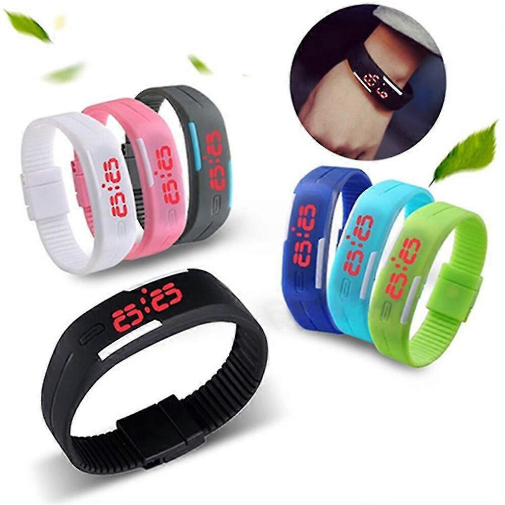 (White, One size) Fashion Silicone Red LED Sports Bracelet Digital Wrist Watch - Ideal for Men and Women